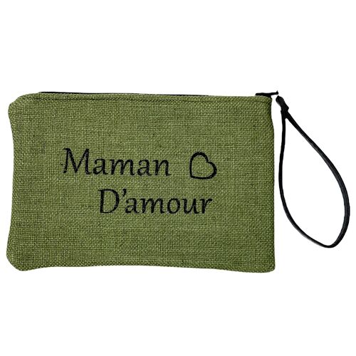 Pochette M, maman d'amour, anjou kaki