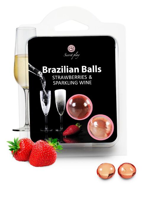 2 strawberry & sparkling wine brazilian balls set