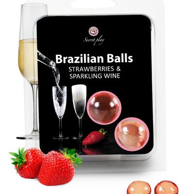 SET DE 2 BOULES BRÉSILIENNES FRAISE ET VIN MOUSSEUX