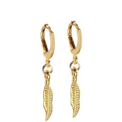 earring feather gold