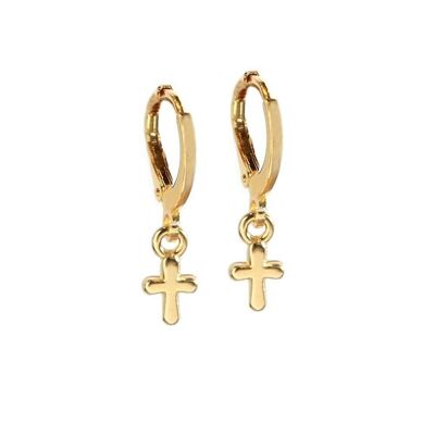 Earrings little cross gold