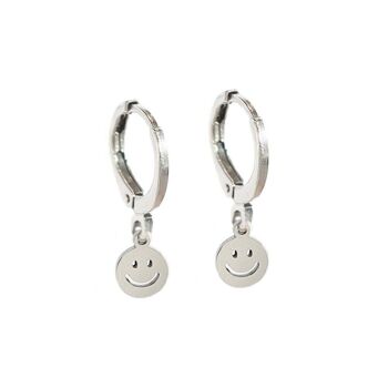 Boucles d'oreilles smiley argenté 1