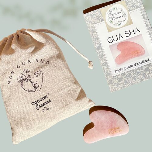 Set Gua Sha coeur  Pierre Quartz Rose de massage Cocoon'Essence