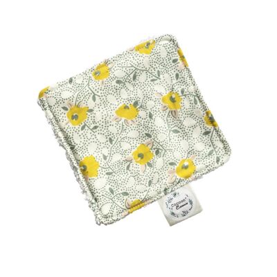Washable Organic Cotton Wipe with flower print - artisanal French manufacturing