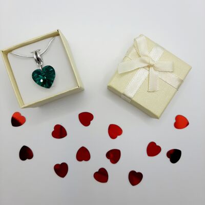 Necklace "I Love You" - Emerald Green Heart