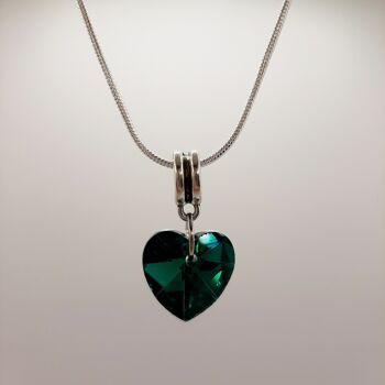 Collier "I Love You" -  Cœur Vert Emeraude 2