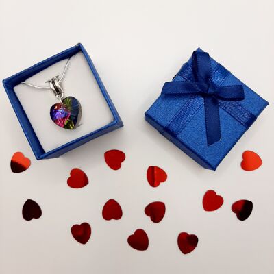 Necklace "I Love You" - Sapphire Blue Pearl Heart