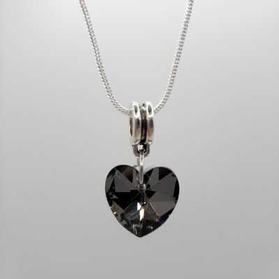 Necklace "I Love You" - Pearl Gray Heart
