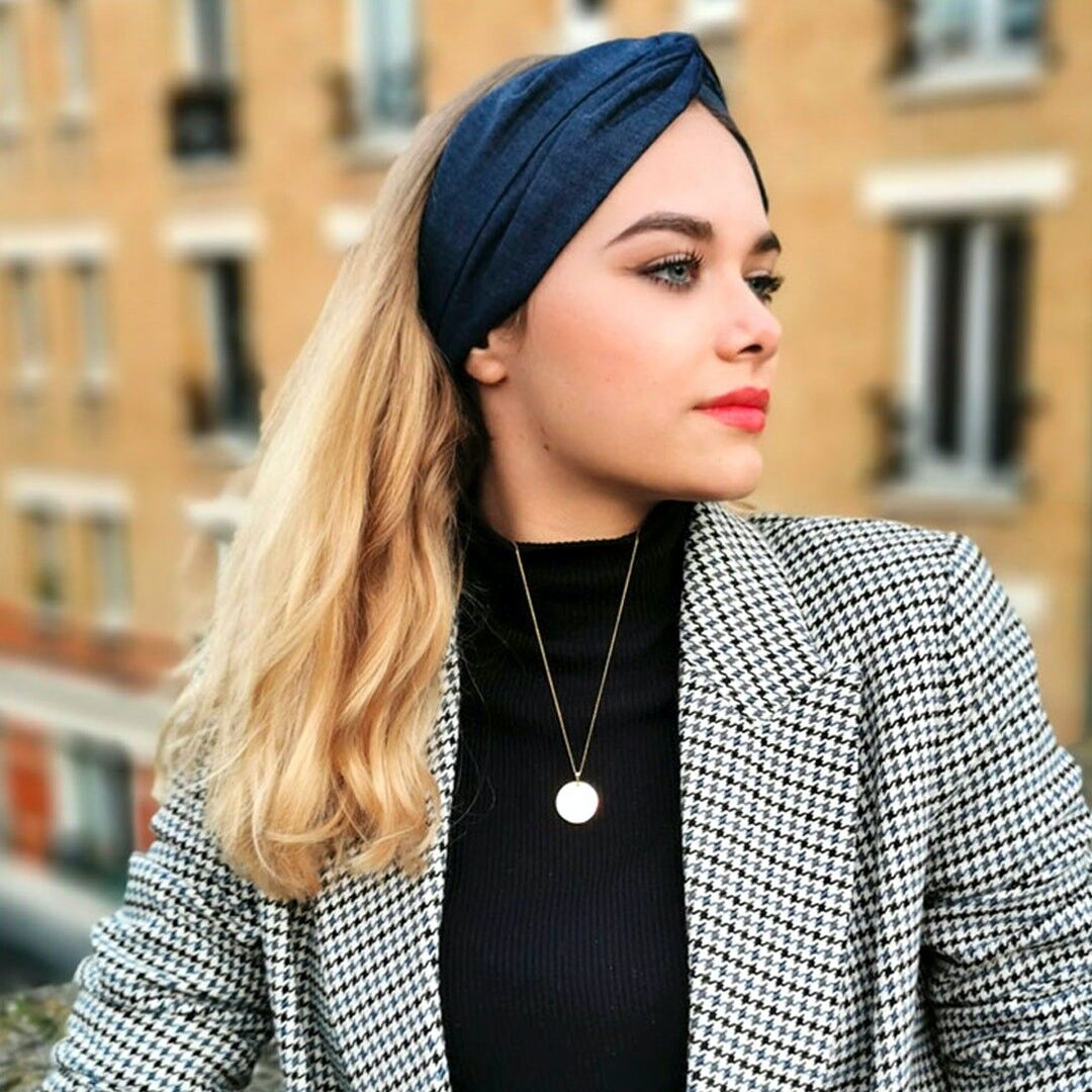 Headband JEAN BRUT / Tencel bleu foncé