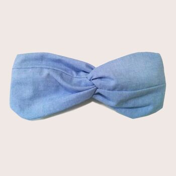 Headband JEAN CLAIR / coton bleu clair 2