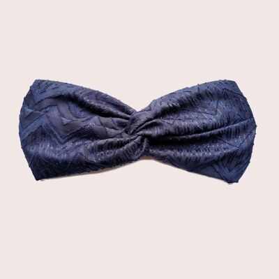 LARA-Stirnband / marineblaues Polyester mit glänzendem Faden