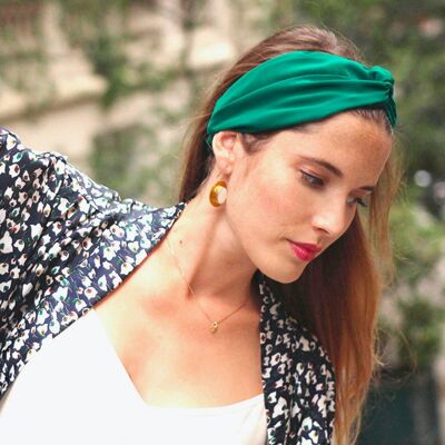 Headband PRAIRIE / women's headband in plain green polyester