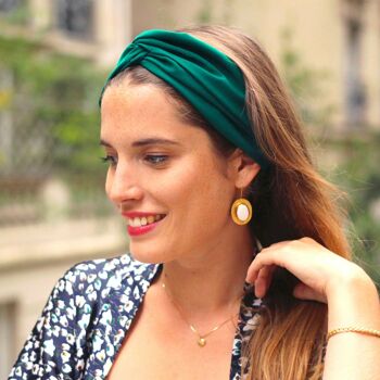 Headband PRAIRIE / bandeau femme en polyester uni vert 3