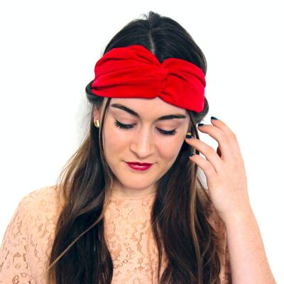 Headband ROUGE CERISE / bandeau femme en polyester uni rouge
