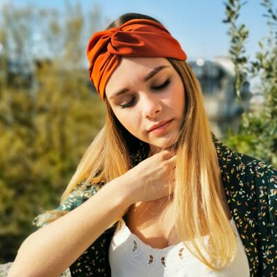 Stirnband TERRACOTTA / Damen-Stirnband aus einfarbigem Polyester