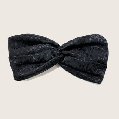 BLACK LEOPARD BROCARD Headband / textured black polyester