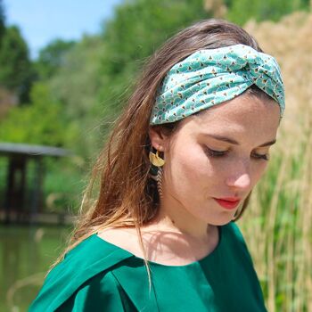 Headband AGATHE / coton imprimé ethnique turquoise 3