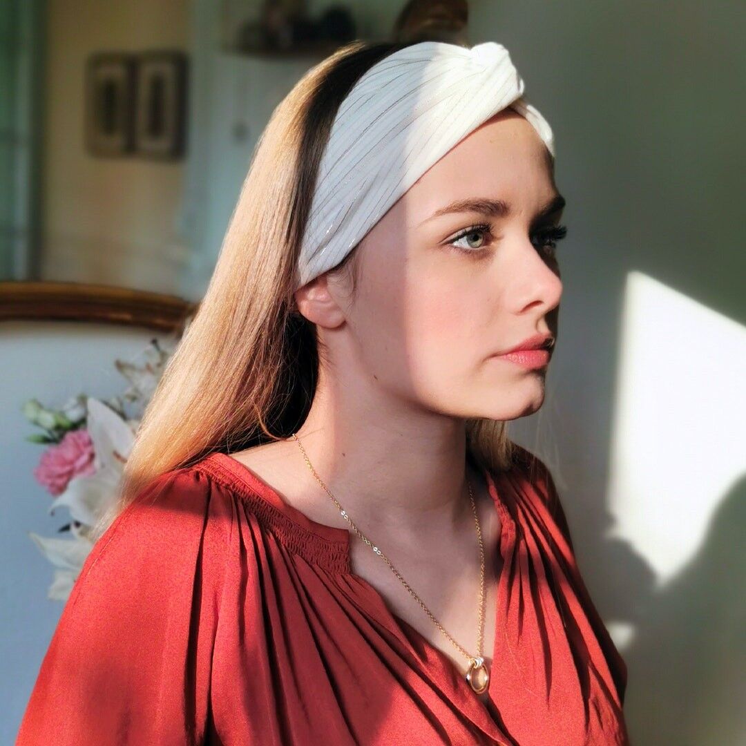 Cerchietto ASTRID / viscosa ecrù con riga lucida