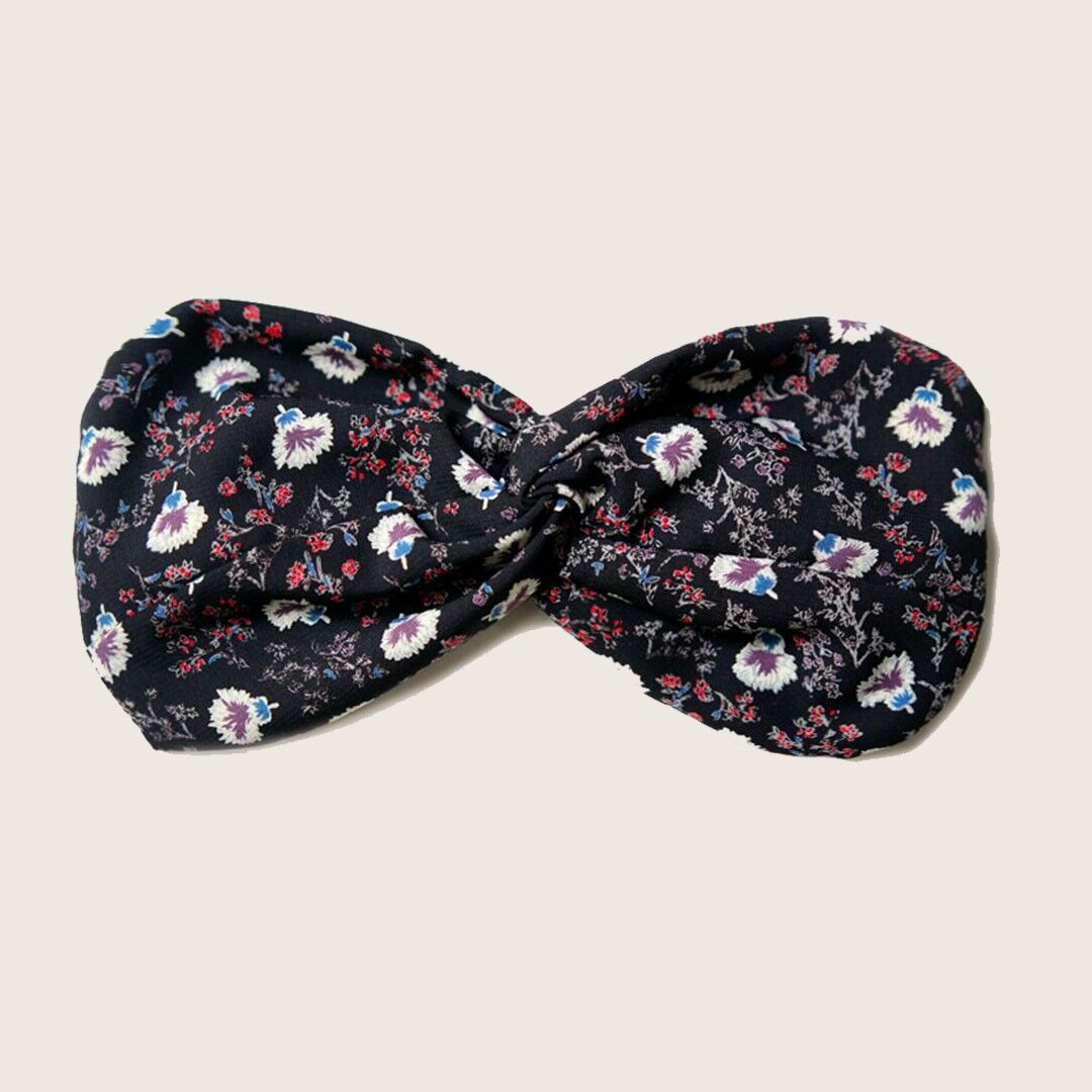 ESTELLE Stirnband / schwarzes Polyester mit Blumen