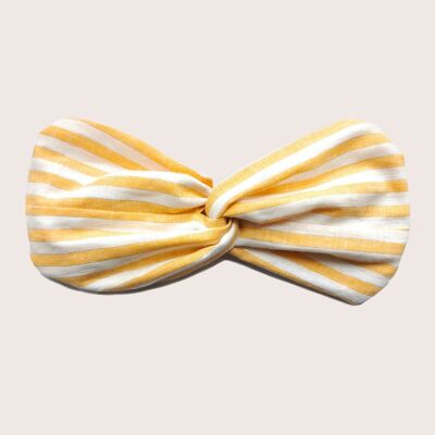 ISADORA headband / yellow striped linen and shiny thread