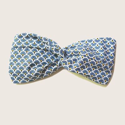 Diadema LAURA / algodón estampado gráfico azul gris