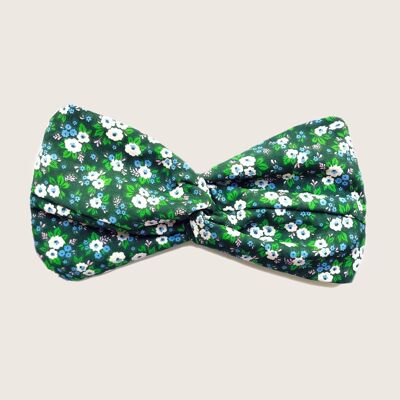 Headband LAUREEN / coton vert imprimé fleurs