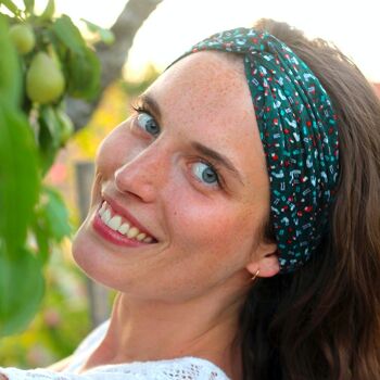 Headband LISA / polyester imprimé vert et rouge 2