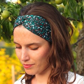 Headband LISA / polyester imprimé vert et rouge 5