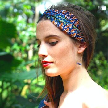 Headband TANIA / polyester imprimé bleu orange 2