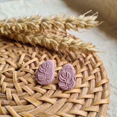 Plant Polymer clay studs, monstera studs, plant earrings
