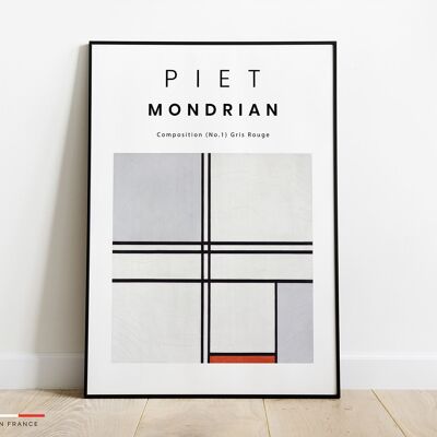 Affiche Composition No.1 gris rouge Piet Mondrian -42x59,4cm