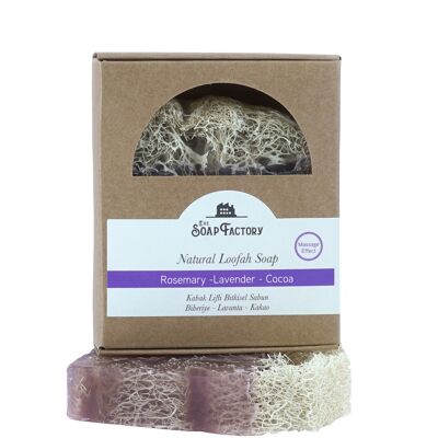 The Soap Factory Savon Naturel en Fibres de Citrouille Luffa ROMARIN - LAVANDE - CACAO 120 g