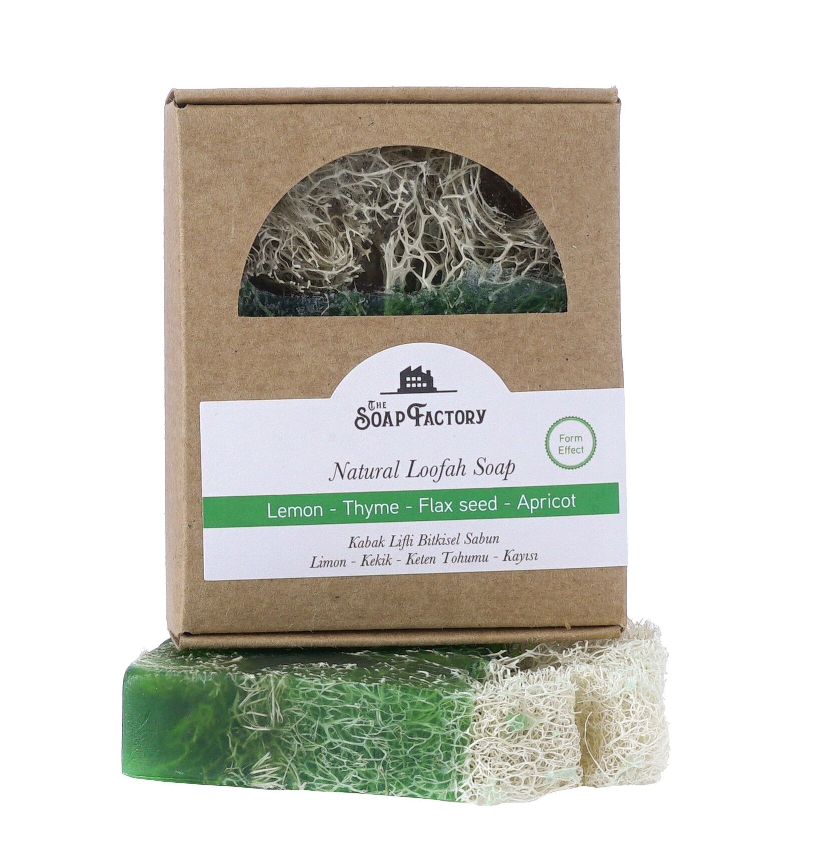 The Soap Factory Sapone Naturale in Fibra di Zucca Loofah LIMONE - TIMO - SEMI DI LINO - ALBICOCCA 120 g