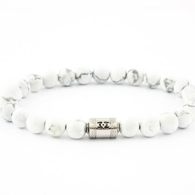 Argento Classico | Howlite bianco opaco | 8mm