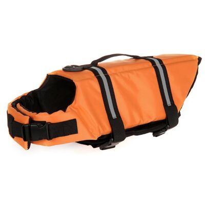 Aiuto al galleggiamento per cani e giubbotto di salvataggio Stunluxe SL D1 2021 galleggiabilità forte, super leggero, catarifrangenti, misura regolabile + maniglia - arancione