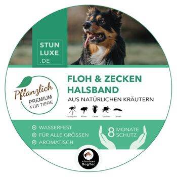 Collier anti-puces et anti-tiques de qualité supérieure pour chiens et chats. 8 mois de protection aux huiles essentielles. 1
