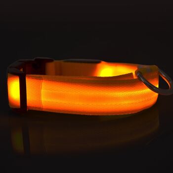 Collier LED de sécurité et lumineux pour chien, rechargeable, 3 modes, longueur réglable, 100% étanche - jaune 4