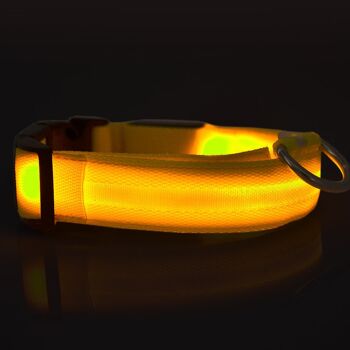 Collier LED de sécurité et lumineux pour chien, rechargeable, 3 modes, longueur réglable, 100% étanche - jaune 6