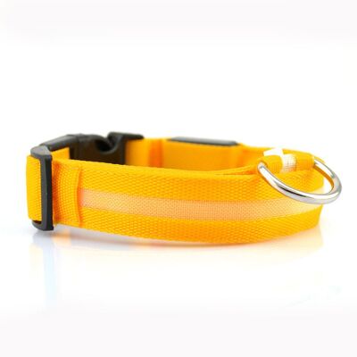 Perro LED de seguridad y collar luminoso para perros, recargable, 3 modos, longitud ajustable, 100% impermeable - naranja