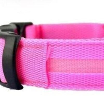 Perro LED de seguridad y collar luminoso para perros, recargable, 3 modos, longitud ajustable, 100% impermeable - rosa