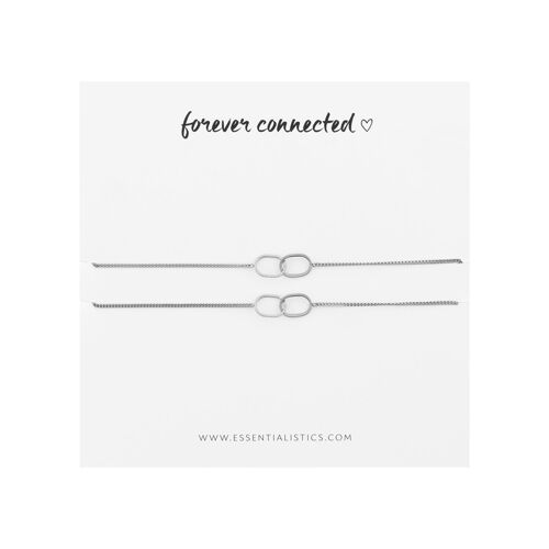 Bracelet set share - forever connected - two ovals - adult - 2 pieces - silver