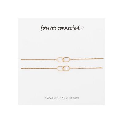 Bracelet set share - forever connected - two ovals - adult - 2 pieces - gold