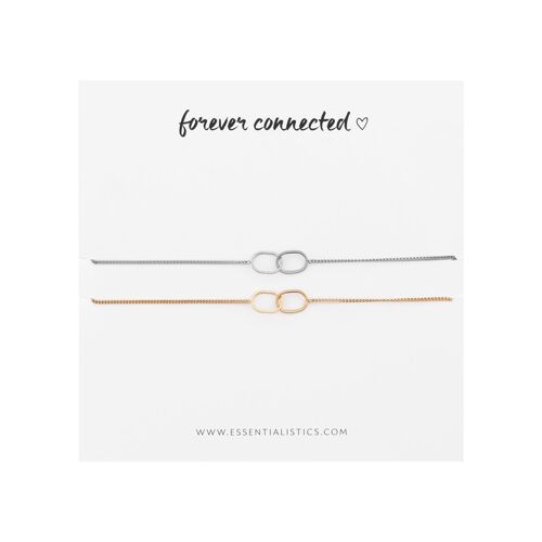 Bracelet set share - forever connected - two ovals - adult - 2 pieces - silver/gold