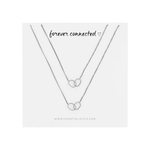 Necklace set share - forever connected - two ovals - adult - 2 pieces - silver