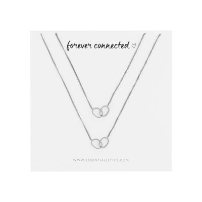 Necklace set share - forever connected - two ovals - adult - 2 pieces - silver