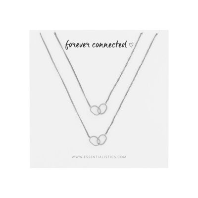 ENSEMBLE DE COLLIERS PARTAGER - FOREVER CONNECTED - DEUX OVALES - ADULTE - 2 PIÈCES - ARGENT