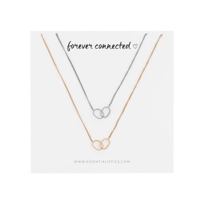 Necklace set share - forever connected - two ovals - adult - 2 pieces - silver/gold