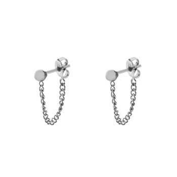 BOUCLES D'OREILLES CLOUS CHAINE DOT - ARGENT