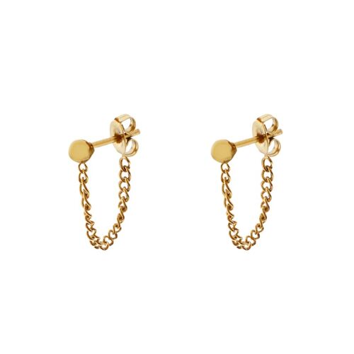 Stud earrings chain dot - gold