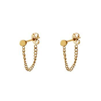 BOUCLES D'OREILLES CLOUS CHAINE DOT - OR